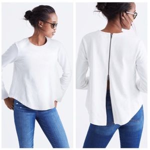 Madewell White Comeback Back-Zip Top | L
